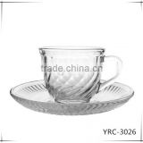 mini small clear glass tea coffee cup and saucer set