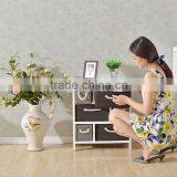 Living Room Table,Wooden Nightstands With PVC Drawer