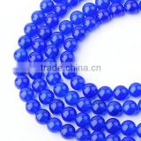 6mm natural round smooth blue agate semi-precious gemstone loose beads