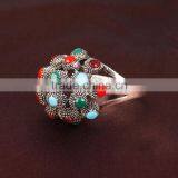 Round Shape Alloy With Resin Beads Ring Set thumbnail-5