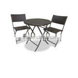 Patio Resin Rattan Furniture 3 PCS Set of Foldable Table and Chair thumbnail-1