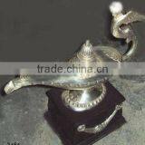 Aladdin Genie Lamp With Wooden Base , Aladdin Wonder Lamp, Aladdin Table Lamp, Aladdin Magic Lamp, Aladdin Metal Lamp thumbnail-1