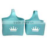 Set Of 2 Mini Blue Desktop Multi-function Felt Paper/Magazine/File Storage Basket thumbnail-1