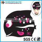 FUNNY SILICONE WATER DROP SWIM CAP WITH CUT EAR AND CARTOON PRINTING thumbnail-3
