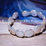 13-14mm White Coin Shape Freshwater Pearl Bracelet thumbnail-2