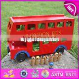 2017 New Products Children Funny Wooden Toy Double Decker Bus W04A161 thumbnail-3