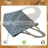 12 oz Natural Canvas Floral Print Tote Bag With Hanging Zip Pocket & With Twisted Rope Handle thumbnail-3