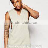 Soft Cotton Longline Sleeveless T-shirt Vest, OEM Men Tee Shirt Cheap Price thumbnail-1