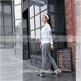 Quality Comfort Soft White Long Sleeve Tops &Gray Full Pants Running Cycling Suit Sportswear Women thumbnail-2