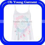 100% Cotton Vest Ladies Condole Belt New Pattern Vest Printing Custom Breathable Vest thumbnail-1