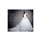 S619 Real Model Swaroski Crystal Beaded Applique Long Train Wedding Dress thumbnail-1