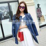 Haining Genuine Sheepskin Girls Leather Jacket Women Long Coat thumbnail-4
