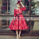 XXLF123 baby dress elegant long sleeve in red color 9 years girl dress design party girl dresses