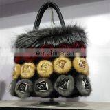 New arrival fashion fur handbags with rose pattern