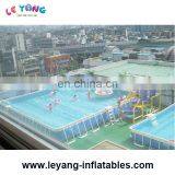 Giant Metal Frame Swimming Pool Equipment Set / Blue Inflatable Square Swimming Pool for Adult