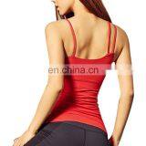 Red Three Straps Sports Sleeveless Sport Vest Women Gym Fitness Tank Top thumbnail-2