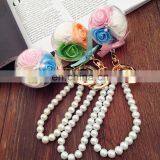 Flower Inside Transparent Ball Key Rings Pearl Keychain for Car Bag Accessories thumbnail-2