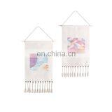 2019 New Design Wooden Beads Decorative Custom Printed Art Wall Tapestry With Tassels thumbnail-6