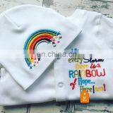 Baby Bodysuit Embroidery Sleepsuit Cap 2pcs Set Onesie Infant Baby Outfit Clothes thumbnail-4