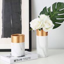 Unique Marbling Luxurious Rose Gold Vase Planters For Dining-Table thumbnail-4