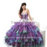 New Gorgeous Ball Gown Colorful Crystal Organza Quinceanera Dress