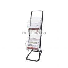 Metal Display Rack 2 Layers Acrylic Magazine Holder Brochure Holder Magazine Rack for Office thumbnail-5