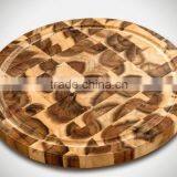 High quality best selling eco friendly Round Natural Rubberwood Cutting Board from Viet Nam