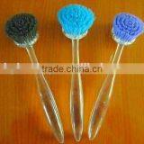 Plastic Brush Long-handled Transparent Kitchen Pan Boiler/Shower/Glass Cleaning Brush thumbnail-1