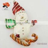 Lucky Fashion Design Pleasant Skiing Snowman Brooch For Christmas