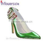 Green Patent Leather With Back Bowtie Pointed Toe Ladies High Heel Shoes thumbnail-1