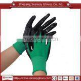 SEEWAY Oil Resistant Protective Gloves Knitted by Green Nylon and Black Nitrile Palm Coating for Working Safety thumbnail-1