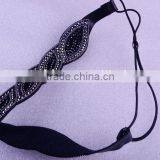 Black Rhinestone Bridal Elastic Headband,Rhinestone Elastic Headband For Adult thumbnail-2