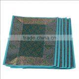 Indian Silk Table Runner With 6 Place Mats & 6 Coaster in Turquoise Color Size 16*62 thumbnail-4