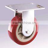 Heavy Duty Rigid Castor Red TPU Wheel, Ball Bearing thumbnail-1