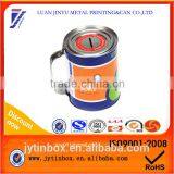 Fashion Design Cup Shaped Coin Bank Tin With Handle