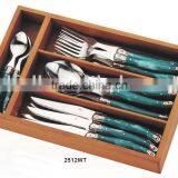 "Laguiole" 24pcs Flatware Set in Wooden Tray With PET Lid thumbnail-1