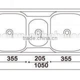 Gourmet Triple Bowl Top Mount Stainless Steel Kitchen Sink B6 thumbnail-2