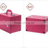 2016 New Professional Pvc Leather Makeup Case Red Beauty Box Cosmetic Organizer With 4 Trays thumbnail-3