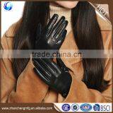 2016 New Style Ladies Cashmere Lined Black Genuine Sheepskin Leather Touch Gloves thumbnail-1