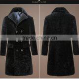 Knee Long Sheepskin Shearling Coat Men Real Leather Sheepskin Jacket Winter Jacket thumbnail-3