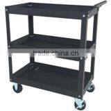 Black Rolling Metal 3 Tray Utility Tool Service Push Cart Shelf Storage Wheeled thumbnail-4