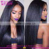 LUFFY Italian Yaki Full Lace Human Hair Wigs For Black Women Yaki Straight Brazilian Wigs Bleached Knots Coarse Hair Full Lace