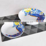 Ceramic Pasta Bowl With Peacock Design thumbnail-1