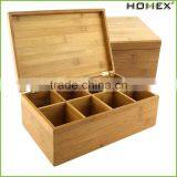 High Quality Eco-friendly Personalized Solid Bamboo Tea Box With Bamboo Lid/Homex_Factory