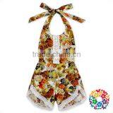 Vintage Floral Baby Cotton Romper Set Fancy Floral Girl Bodysuit Summer Romper thumbnail-3