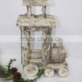 Wooden Hurricane Lantern With Train Shaped thumbnail-1