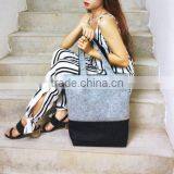 Customized ColorBlock Felt Tote, Free Additional Magnetic Snap, Double Color Casual Felt Bag, Market Bag,Felt Shoulder Bag thumbnail-2