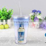 Double Wall Plastic Mug Insert Paper With Straw thumbnail-5