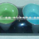 Set of 2 Color Glazed Ceramic Snack Bowls Snack Tray thumbnail-1