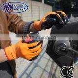 NMSAFETY 13 Gauge Safety Nitrile Garden Gloves Orange Polyester U3 Liner Gloves thumbnail-1